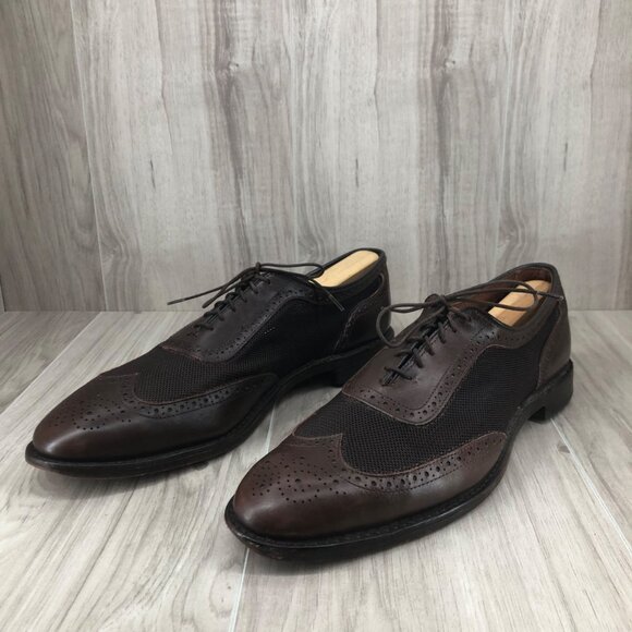 Allen Edmonds Shoes Mens 10D Strawfut Brown Leather Mesh Lace Up Oxfords